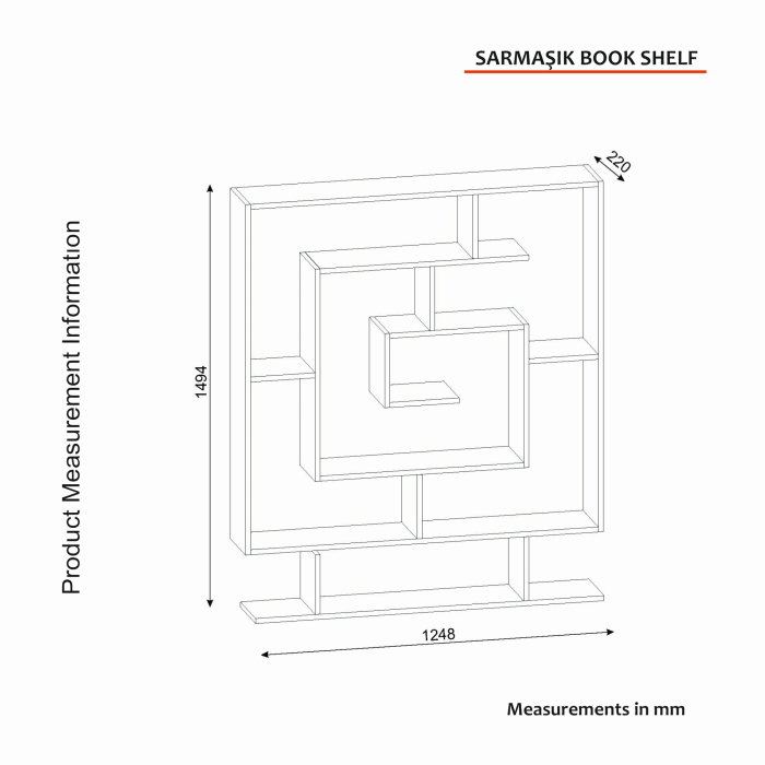 Biblioteca SARMASIK, 124,8x22x149,4 cm [6]