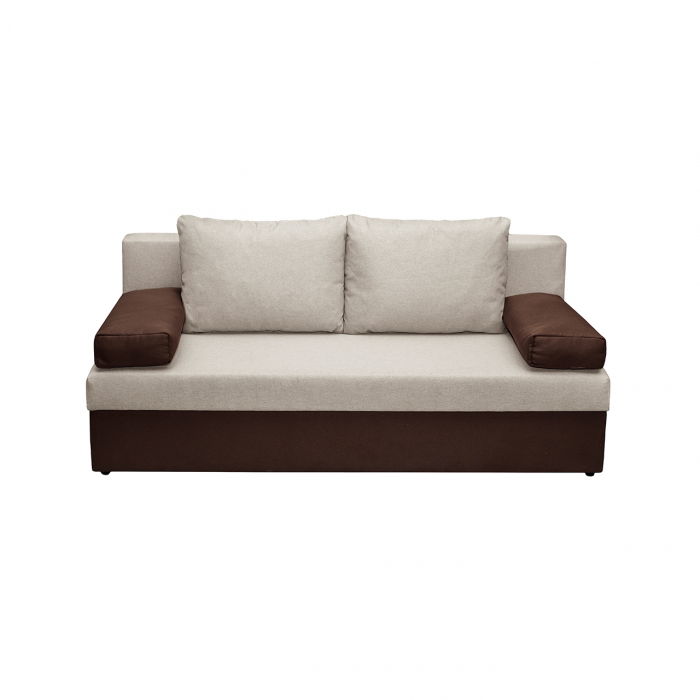 Canapea ANA extensibila, 3 locuri, cu lada depozitare, maro + bej, 185x82x80 cm