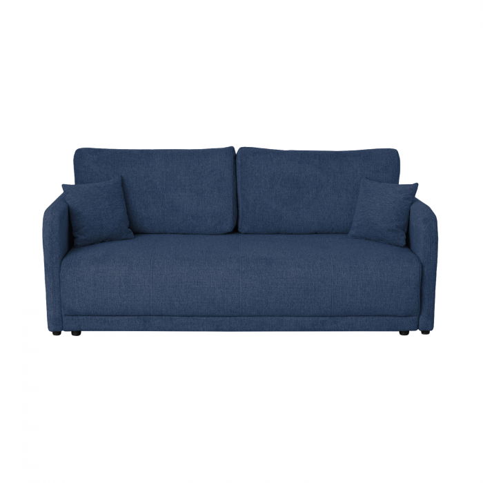 Canapea BERNA S extensibila, 3 locuri, cu arcuri si lada depozitare, albastru, 210x110x93 cm
