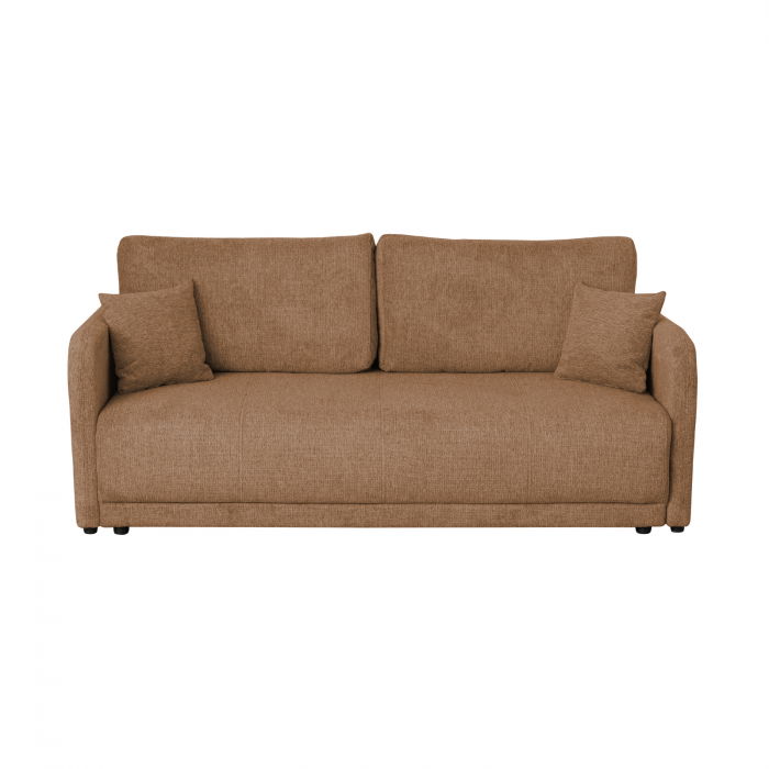 Canapea BERNA S extensibila, 3 locuri, cu arcuri si lada depozitare, caramiziu, 210x110x93 cm