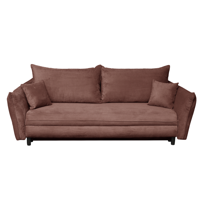 Canapea CAMILLE extensibila, 3 locuri, cu arcuri si lada depozitare, caramiziu, 238x115x95 cm
