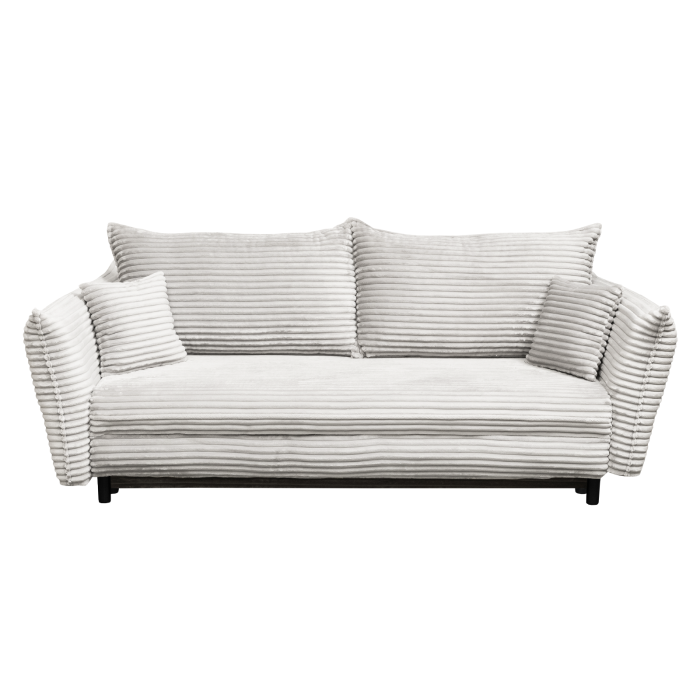 Canapea CAMILLE T extensibila, 3 locuri, cu arcuri si lada depozitare, bej, 238x115x95 cm