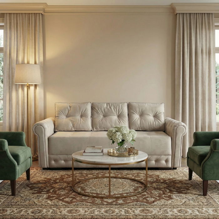 Canapea ERIKA extensibila, 3 locuri, cu arcuri si lada depozitare, 240x110x80 cm - ExpoMob [7]