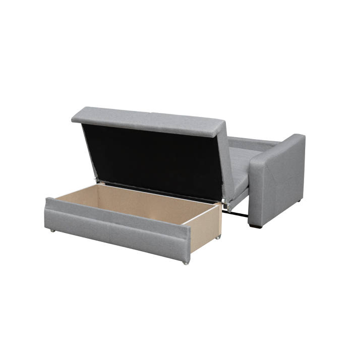 Canapea extensibila ASTI, 2 locuri, cu arcuri si lada depozitare, gri, 155x100x90 cm [4]