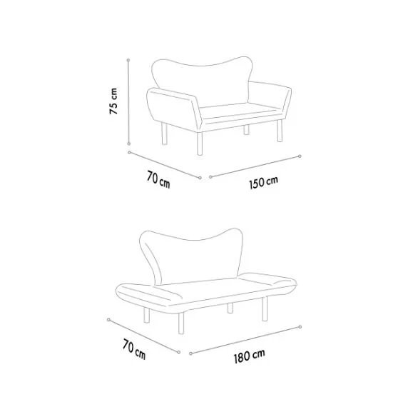 Canapea extensibila CHATTO, 2 locuri, 150x75x70 cm [10]
