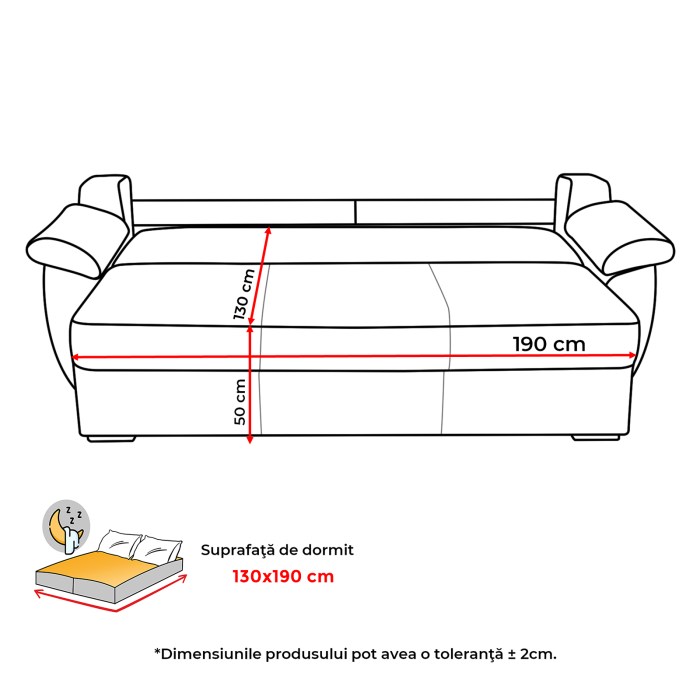 Canapea extensibila HAVANA, 3 locuri, cu arcuri si lada depozitare, bej, 240x100x100 cm [9]