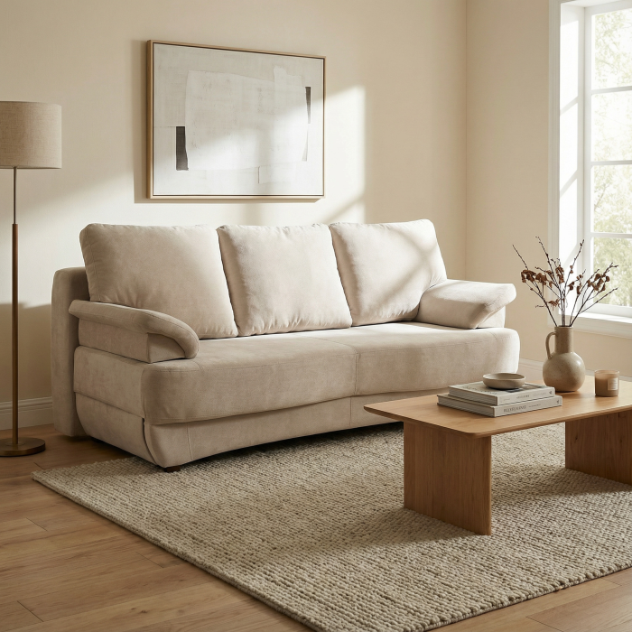 Canapea extensibila LOTUS, 3 locuri, cu arcuri si lada depozitare, bej, 200x100x90 cm [7]