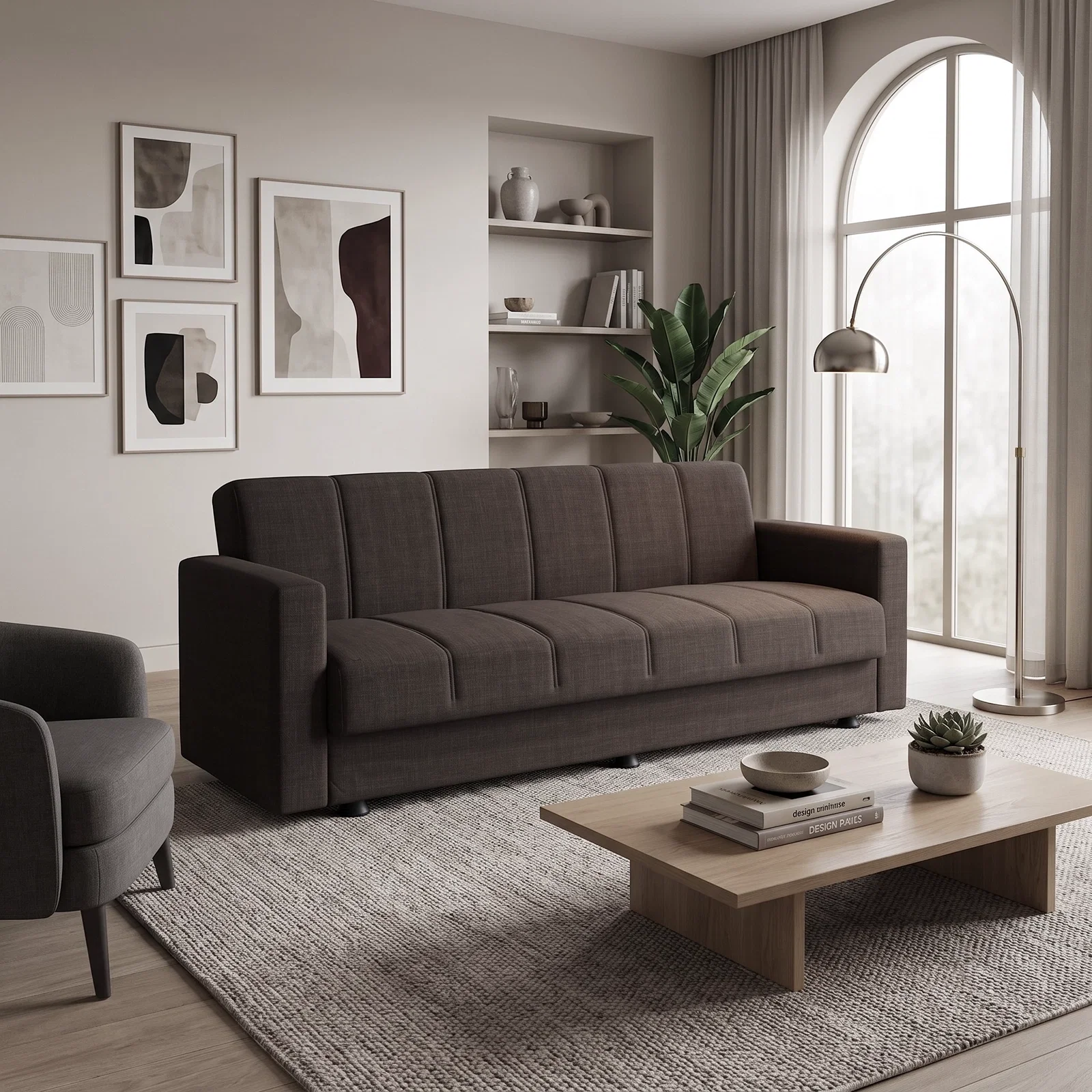 Canapea extensibila MARBELLA ONE, 3 locuri, cu arcuri si lada depozitare, maro inchis, 214x73x80 cm
