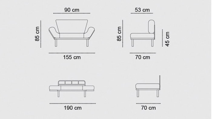 Canapea extensibila NITTA, 2 locuri, 155x70x85 cm [14]