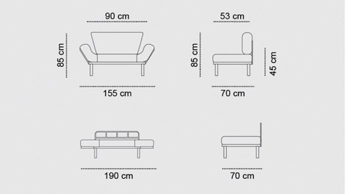 Canapea extensibila NITTA, 2 locuri, 155x70x85 cm [5]