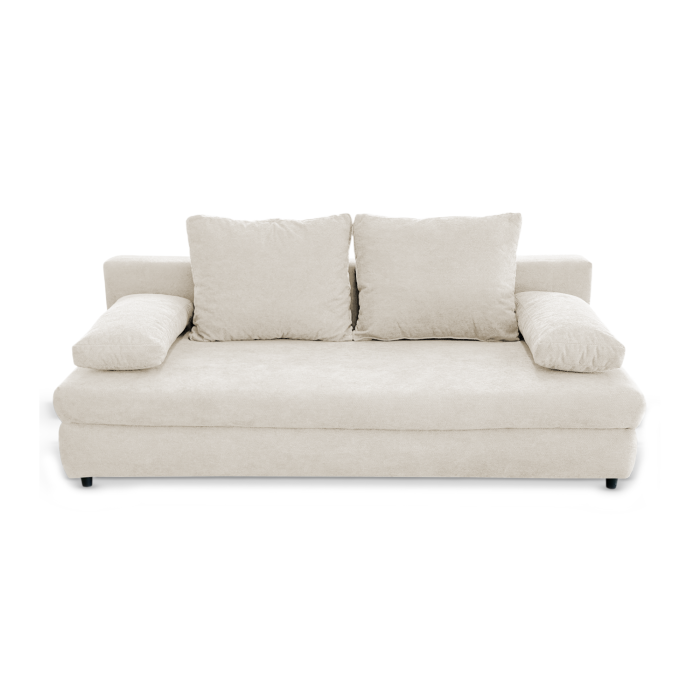 Canapea extensibila OLIMP, 3 locuri, cu arcuri si lada depozitare, bej, 203x100x85 cm