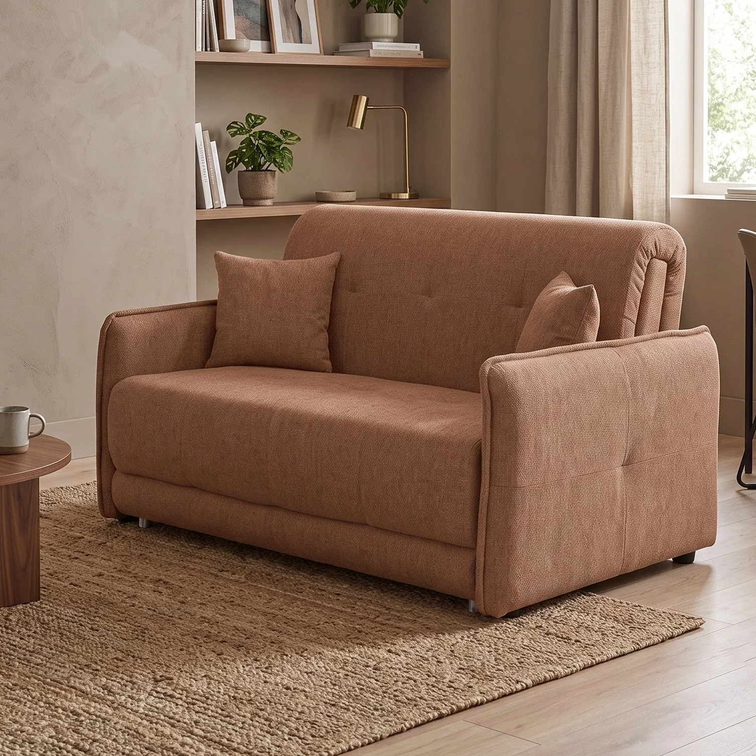 Canapea extensibila PARMA, 2 locuri, cu arcuri si lada depozitare, gri deschis, 145x110x90 cm