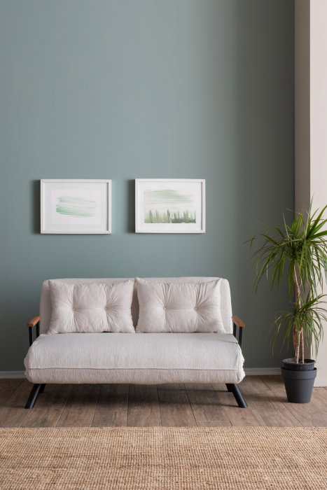 Canapea extensibila SANDO, 2 locuri, gri si alb 133x78x78 cm [4]