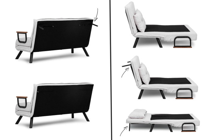 Canapea extensibila SANDO, 2 locuri, gri si alb 133x78x78 cm [22]