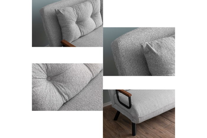 Canapea extensibila SANDO, 2 locuri, gri si alb 133x78x78 cm [24]