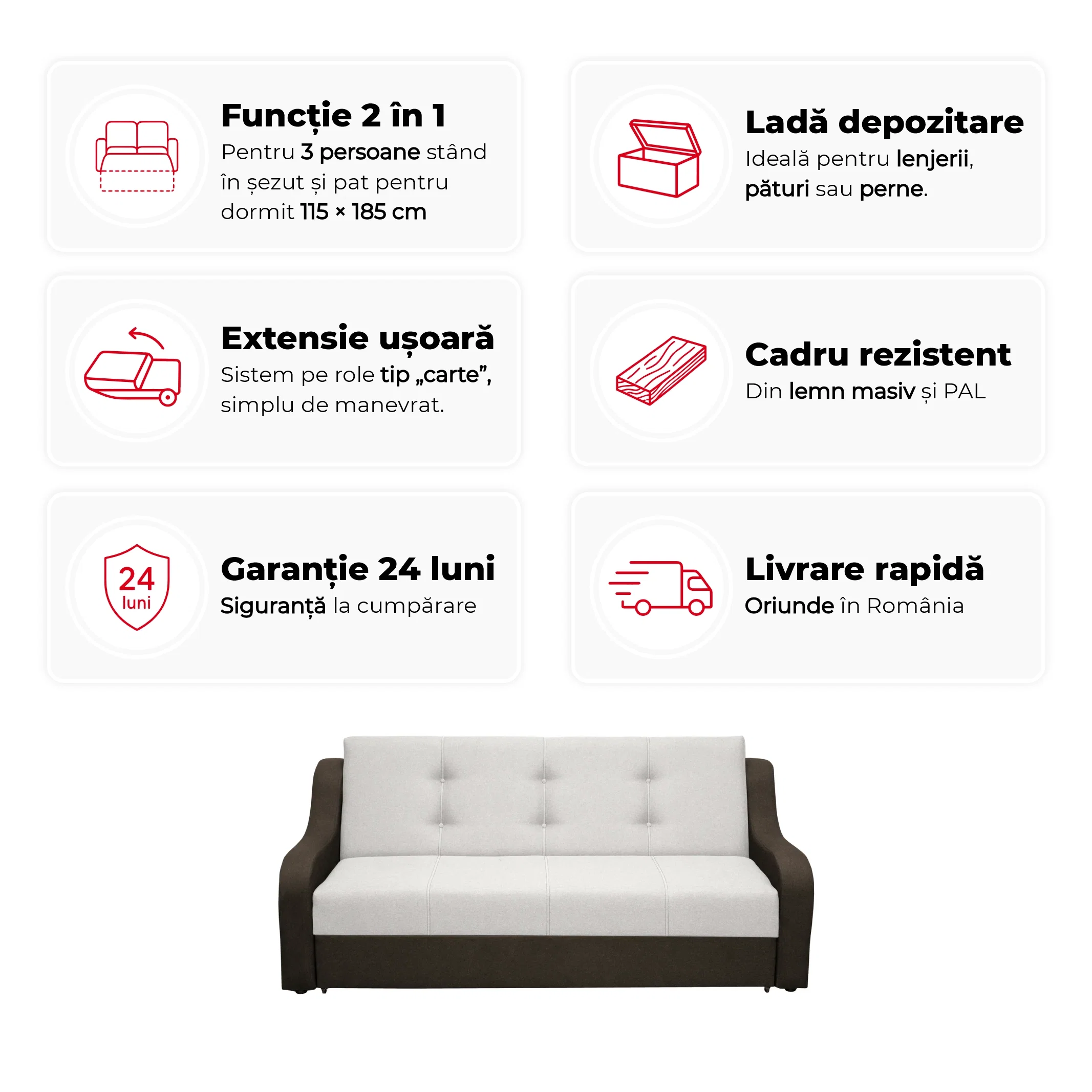 Canapea extensibila VALY II, 3 locuri, cu lada depozitare, 215x90x95 cm [3]