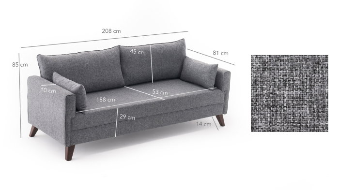 Canapea fixa BELLA, 3 locuri, 208x81x85 cm [9]
