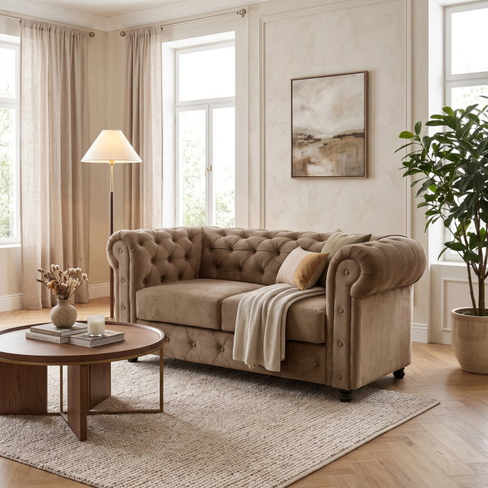 Canapea CHESTERFIELD fixa, 2 locuri, cu arcuri, 168x90x80 cm - ExpoMob [2]