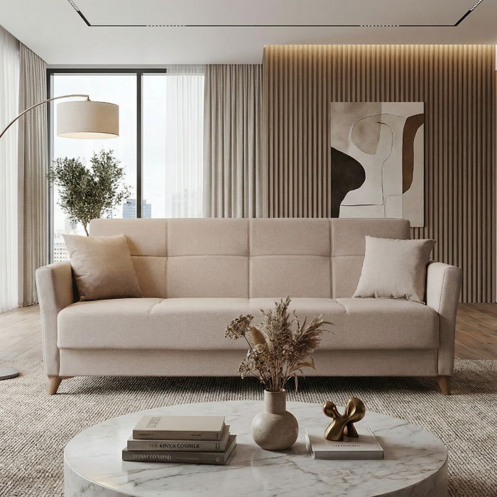 Canapea LOREN extensibila, 3 locuri, cu arcuri si lada depozitare, 203x85x85 cm - ExpoMob [5]