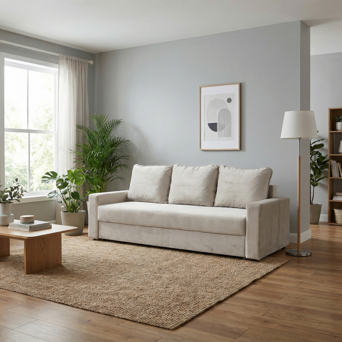 Canapea NICO II extensibila, 3 locuri, cu arcuri si lada depozitare, 220x85x75 cm [6]