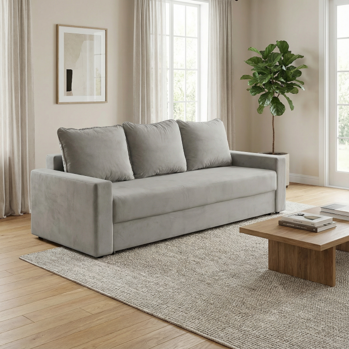 Canapea NICO II extensibila, 3 locuri, cu arcuri si lada depozitare, 220x85x75 cm [6]