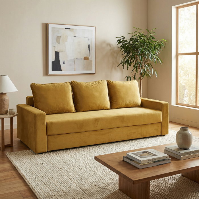 Canapea NICO II extensibila, 3 locuri, cu arcuri si lada depozitare, 220x85x75 cm [6]