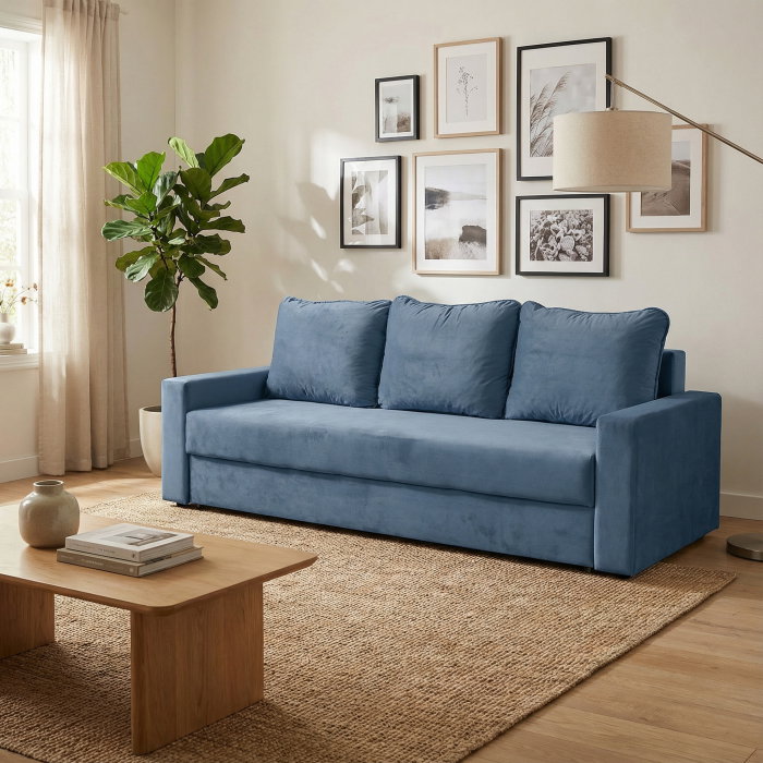 Canapea NICO II extensibila, 3 locuri, cu arcuri si lada depozitare, 220x85x75 cm [6]