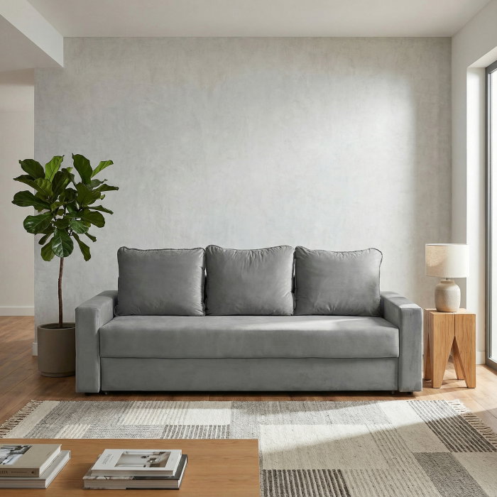 Canapea NICO II extensibila, 3 locuri, cu arcuri si lada depozitare, 220x85x75 cm [6]