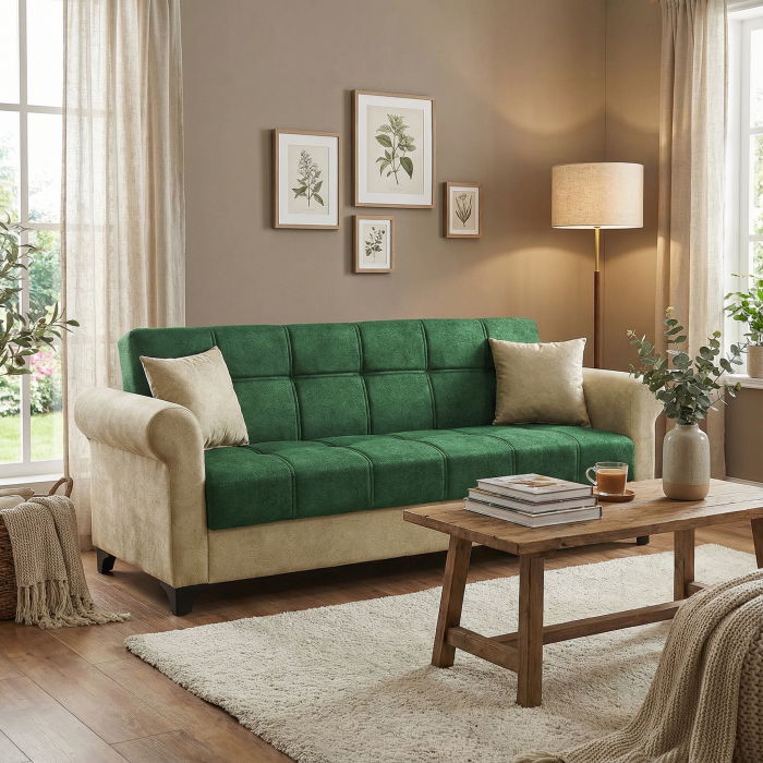 Canapea SALLY extensibila, 3 locuri, cu arcuri si lada depozitare, 215x80x83 cm - ExpoMob [5]