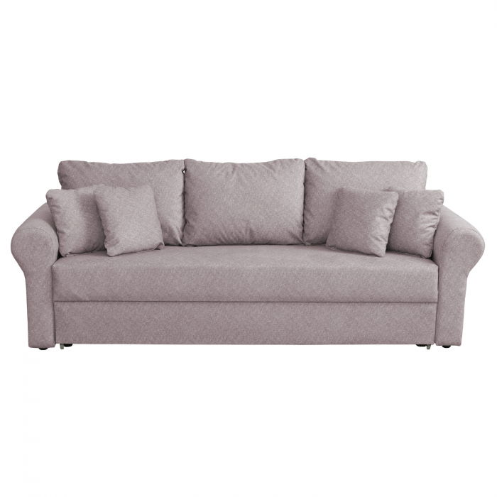 Canapea SARA II extensibila, 3 locuri, cu lada depozitare, mov prafuit, 235x90x75 cm