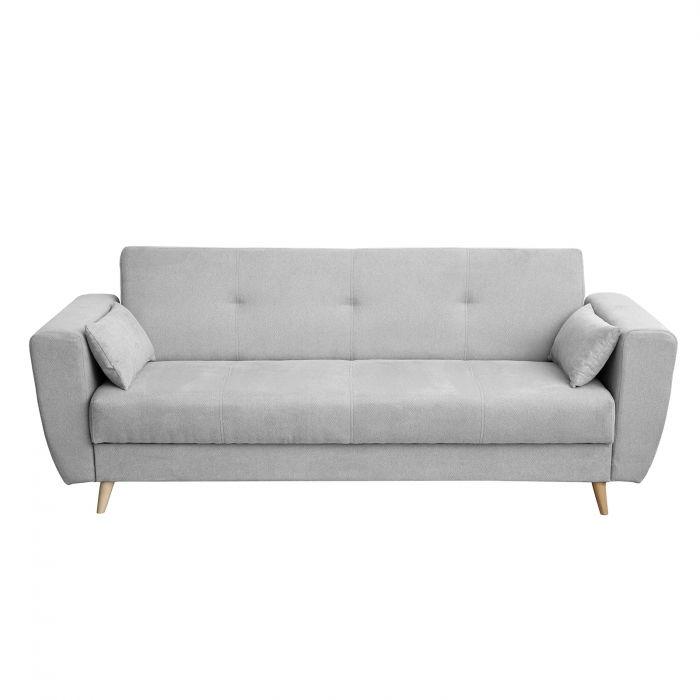 Canapea SIENA extensibila, 3 locuri, cu arcuri si lada depozitare, gri, 230x87x92 cm