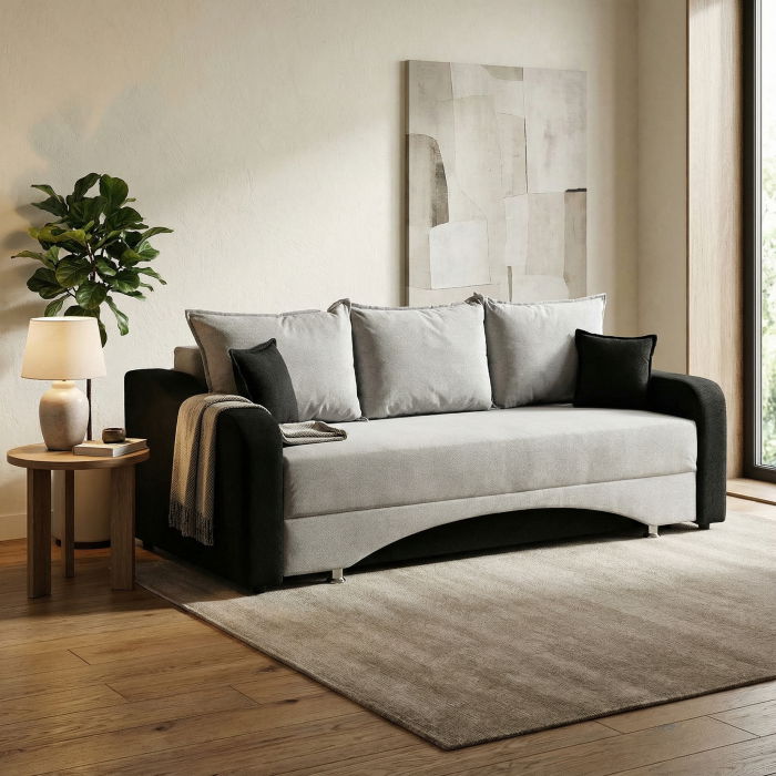 Canapea SUSIE extensibila, 3 locuri, cu arcuri si lada depozitare, 222x105x80 cm - ExpoMob [8]