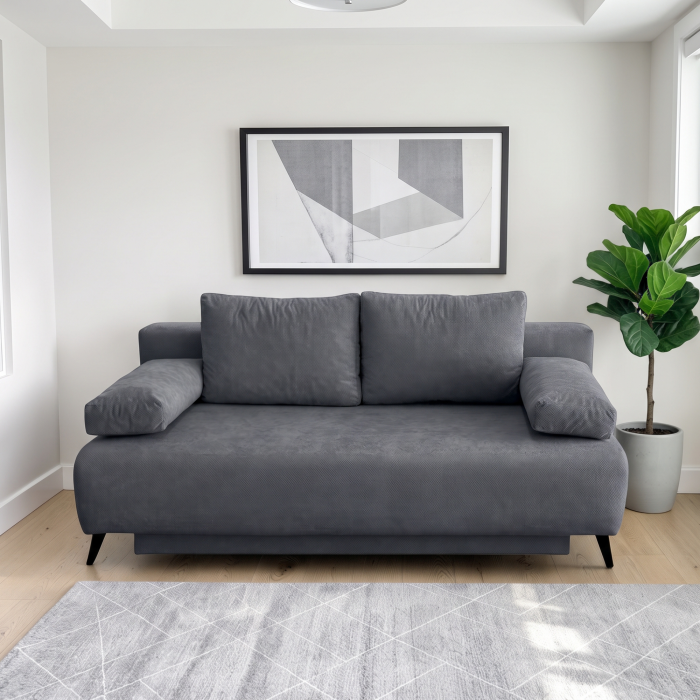 Canapea TIME NEW extensibila, 3 locuri, cu arcuri si lada depozitare, maro, 200x100x90 cm [2]