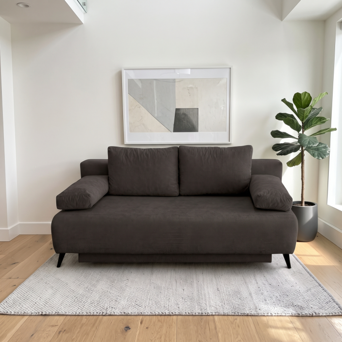 Canapea TIME NEW extensibila, 3 locuri, cu arcuri si lada depozitare, maro, 200x100x90 cm [2]