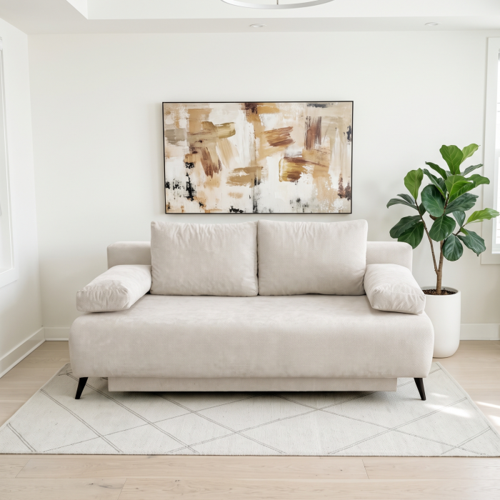 Canapea TIME NEW extensibila, 3 locuri, cu arcuri si lada depozitare, maro, 200x100x90 cm [2]