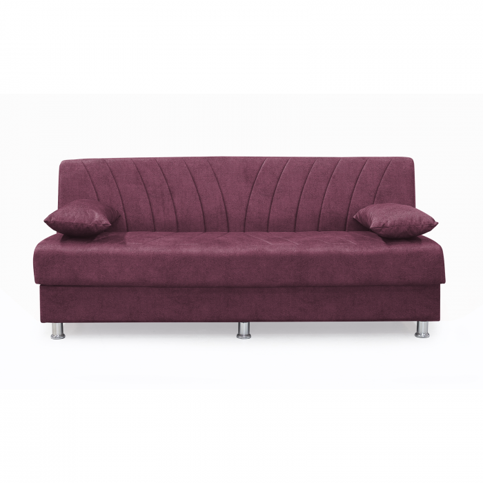 Canapea VALERIA extensibila, 3 locuri, cu arcuri si lada depozitare, mov, 190x82x83 cm