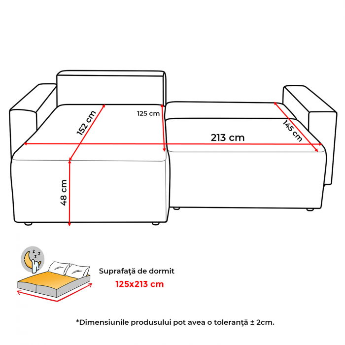 Coltar DALLAS ONE extensibil, cu lada depozitare, colt interschimbabil, 258x173x90 cm [10]