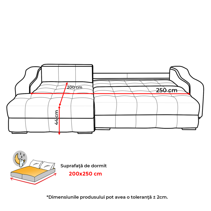 Coltar extensibil ATENA 2ES1, cu arcuri si lada depozitare, colt stanga, bej, 300x190x100 cm [9]