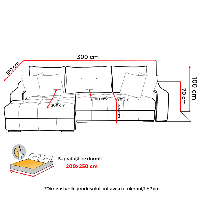 Coltar extensibil ATENA 2ES1, cu arcuri si lada depozitare, colt stanga, bej, 300x190x100 cm [8]
