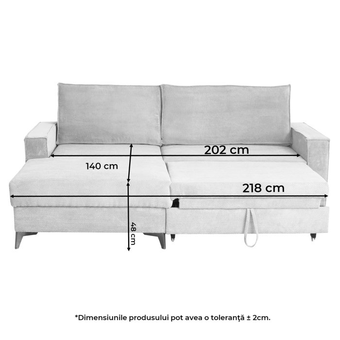 Coltar extensibil FREDERIC, cu arcuri si lada depozitare, colt dreapta sau stanga, 235x160x95 cm [12]