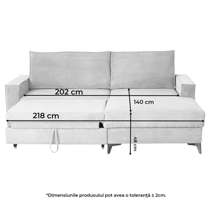 Coltar extensibil FREDERIC, cu arcuri si lada depozitare, colt dreapta sau stanga, 235x160x95 cm [12]