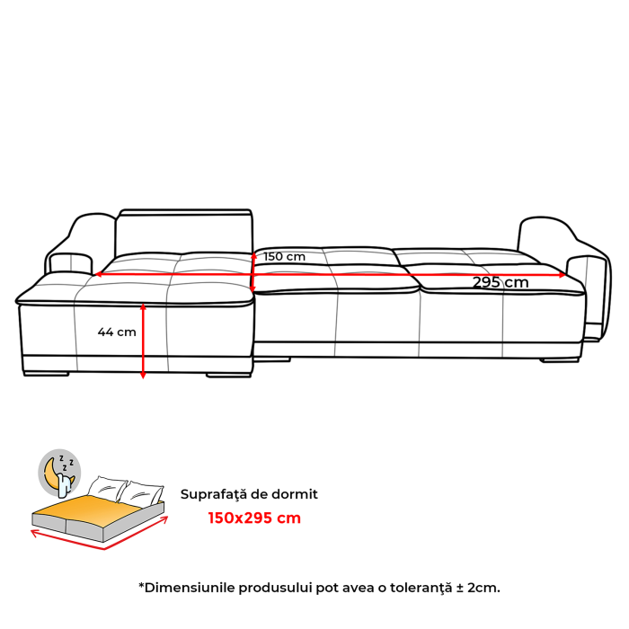 Coltar extensibil OSLO 3S1, cu arcuri si lada depozitare, colt stanga, bej, 360x190x100 cm [10]