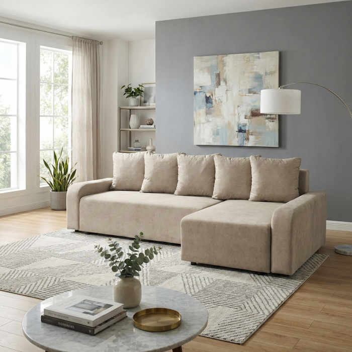 Coltar extensibil RIO, cu arcuri si lada depozitare, colt interschimbabil, 235x140x83 cm [7]