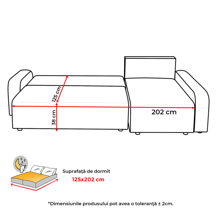 Coltar extensibil RIO, cu arcuri si lada depozitare, colt interschimbabil, 235x140x83 cm [11]