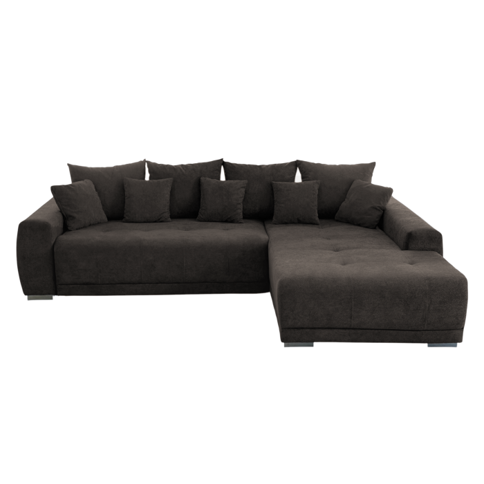 Coltar extensibil MARIBO L, cu arcuri si lada depozitare, colt dreapta, maro, 282x205x92 cm