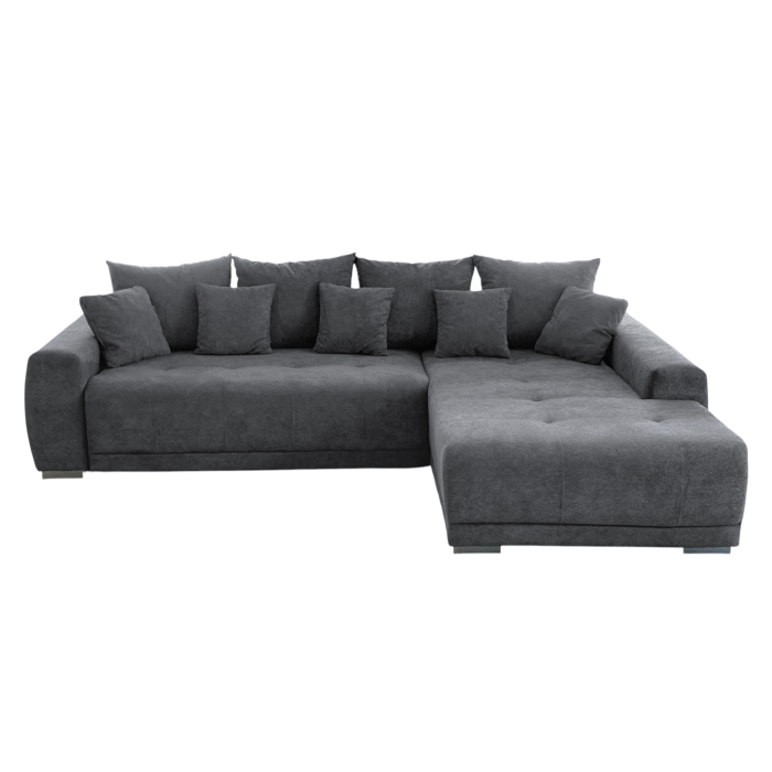 Coltar extensibil MARIBO L, cu arcuri si lada depozitare, colt dreapta, gri, 282x205x92 cm