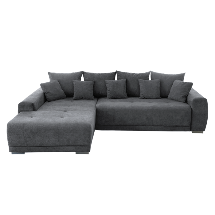 Coltar extensibil MARIBO L, cu arcuri si lada depozitare, colt stanga, gri, 282x205x92 cm