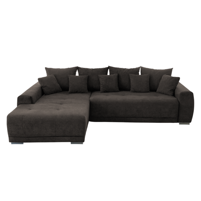 Coltar extensibil MARIBO L, cu arcuri si lada depozitare, colt stanga, maro, 282x205x92 cm