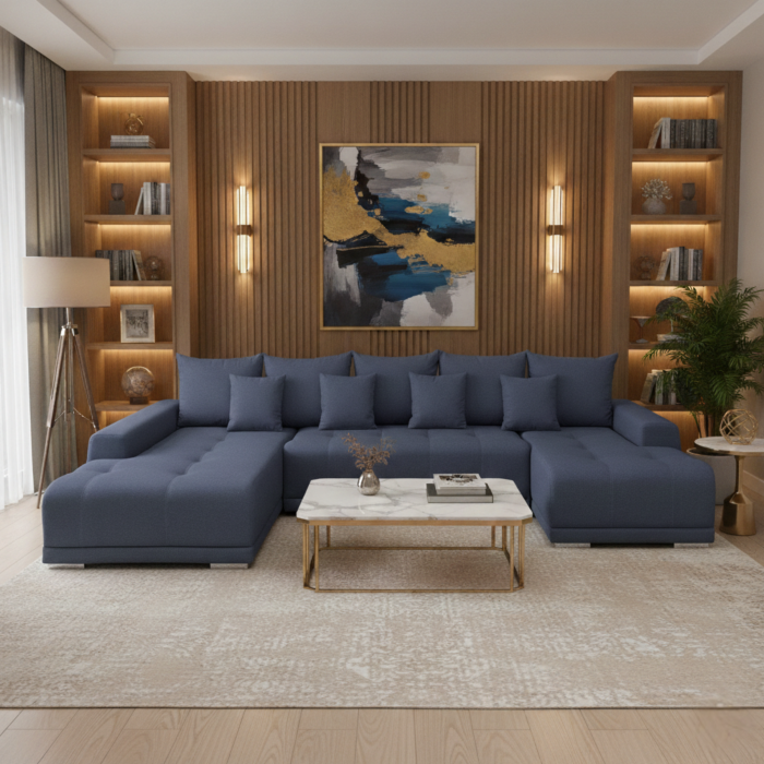 Coltar MARIBO U extensibil, cu arcuri si lada depozitare, colt dreapta, 350x203x90 cm - ExpoMob [5]