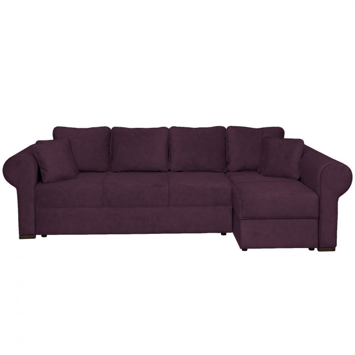 Coltar SEUL XL extensibil, cu arcuri si lada depozitare, colt dreapta, mov, 290x145x95 cm